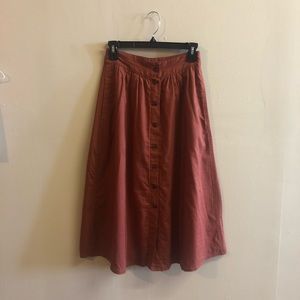 Madewell Rust Button Up Midi Skirt